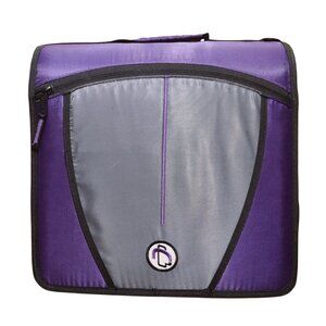 Case it Purple Gray 3 Ring Zipper Binder with Expanding File Organizer Pockets